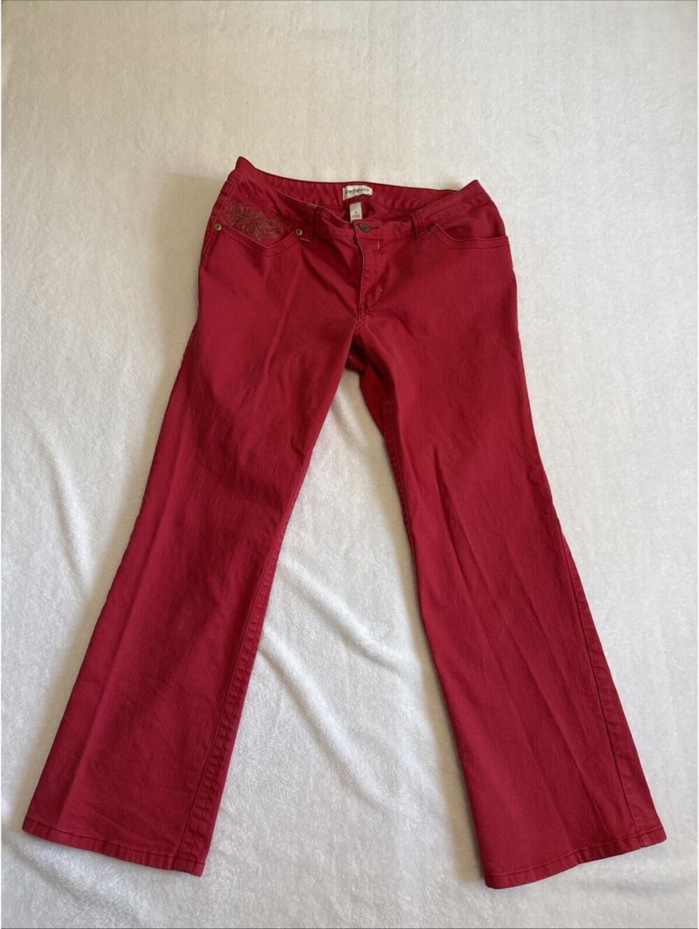 Venezia Jeans Size 18 Red W Embroidery Detail (2291)